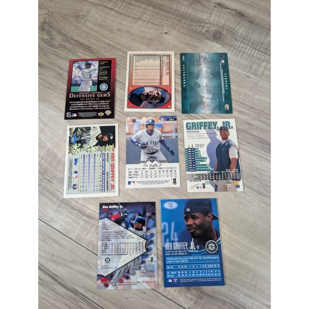 Ken Griffey Jr Lot Of 8 Baseball Trading Cards 90s Seattle Mariners MLB